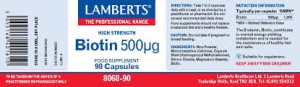 Lamberts BIOTIN 500MG X 90 CAPS