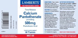 Lamberts Calcium Pantothenate Acid 500MG 60TABL