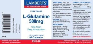 Lamberts L-GLUTAMINE 500MG X 90 CAPS