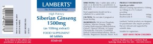 Lamberts SIBERIAN GINSENG 1500MG X 60 TABS