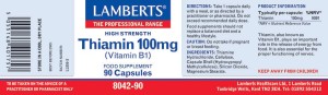 Lamberts THIAMIN (VIT B1) 100MG X 90 CAPS