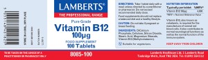 Lamberts Vitamin B12 Βιταμίνη 100mg 100 ταμπλέτες