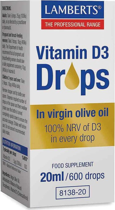 Lamberts Vitamin D3 Drops Βιταμίνη για Ανοσοποιητικό 200iu 20ml