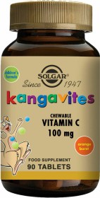 Solgar Kangavites Vitamin C Βιταμίνη για Ενέργεια & Ανοσοποιητικό 100mg Πορτοκάλι 90 μασώμενες ταμπλέτες