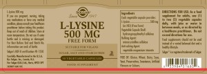 SOLGAR L-LYSINE 500MG X 50 VEG CAPS