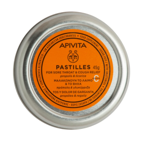 APIVITA PASTILLES Παστίλιες για τον πονεμένο λαιμό και το βήχα με γλυκόριζα & πρόπολη 45gr