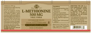 SOLGAR L-METHIONINE 500MG X 30 VEG CAPS