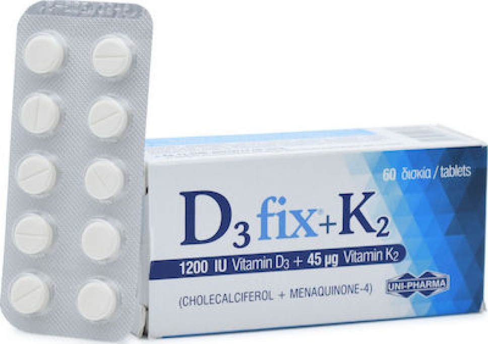 UNI PHARMA D3-FIX 1200IU + K2 45MCG X 60 TABS