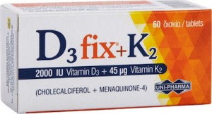 UNI PHARMA D3-FIX 2000IU + K2 45MCG X 60 TABS