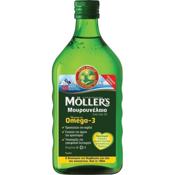 MOLLER\'S Cod Liver Oil Lemon Μουρουνέλαιο με γεύση Λεμόνι 250ml